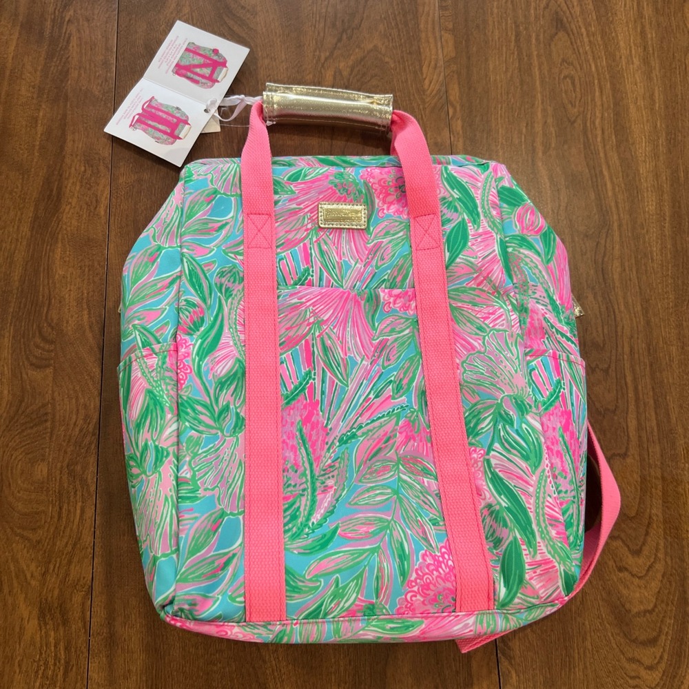 Lilly Pulitzer Backpack Cooler Bag Pink Green Floral Tropical NWT